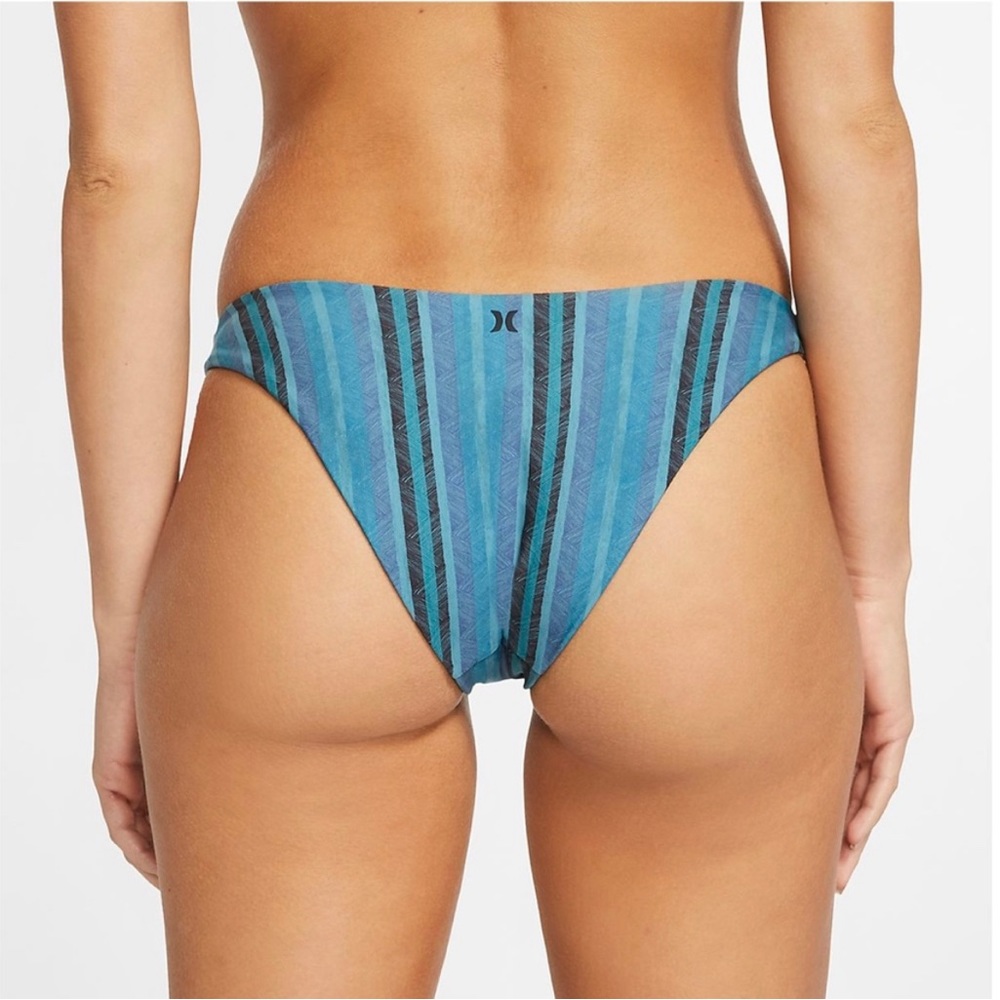 Hurley QuickDry Reversible Herringbone Stripe Swim Bottom - Midnight Turquoise